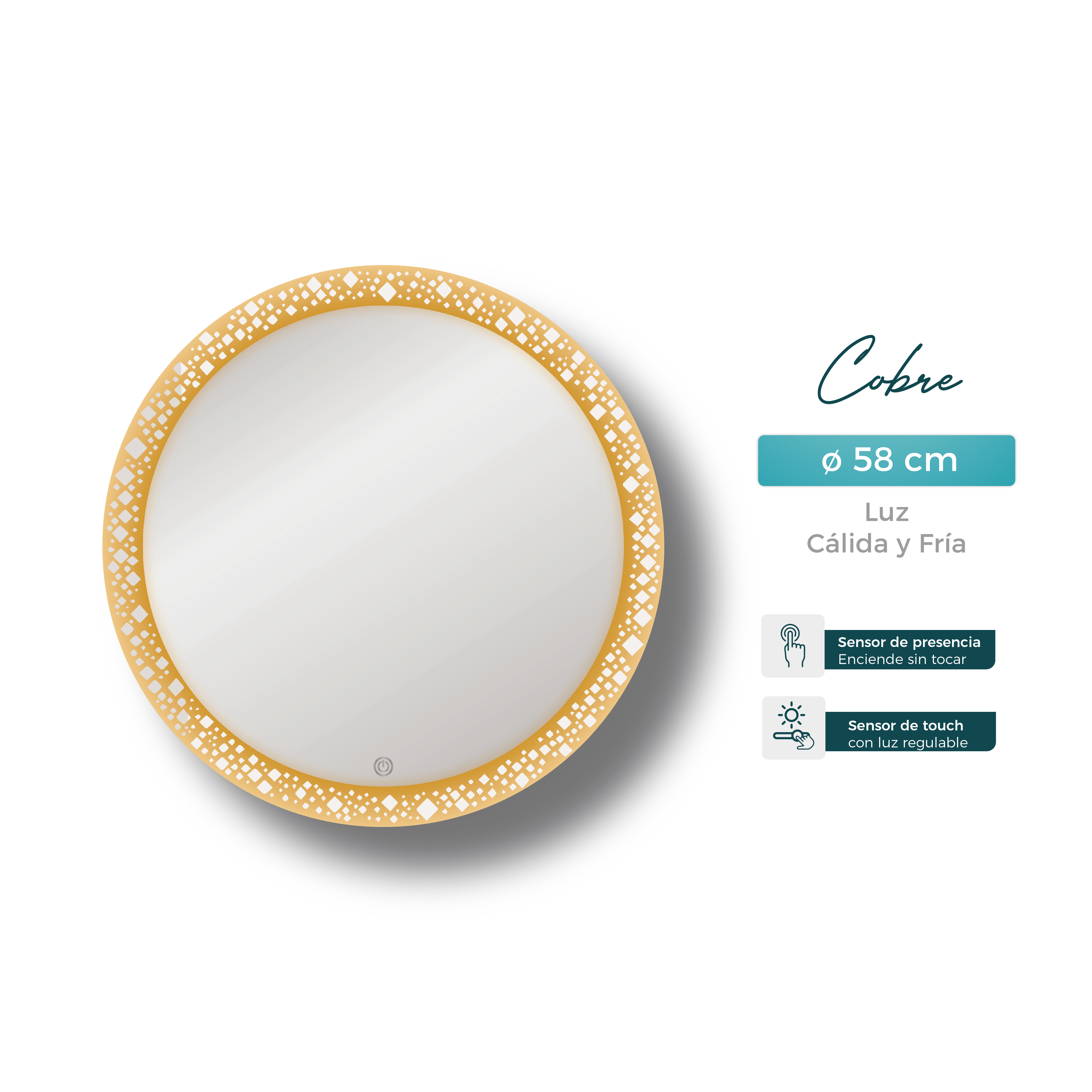 Espejo con luz - Cobre